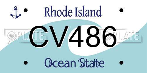 CV486 Rhode Island License Plate