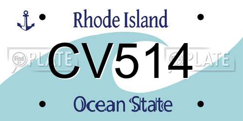 CV514 Rhode Island License Plate