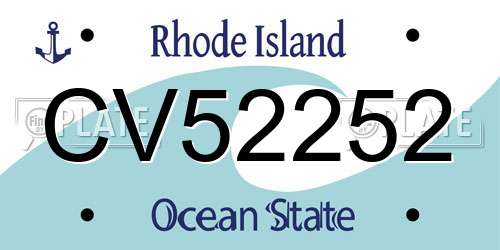 CV52252 Rhode Island License Plate