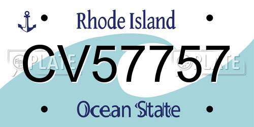 CV57757 Rhode Island License Plate
