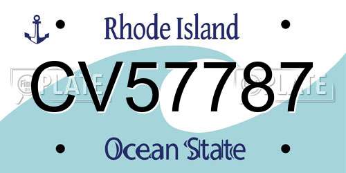 CV57787 Rhode Island License Plate