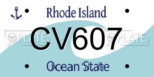 CV607 Rhode Island License Plate