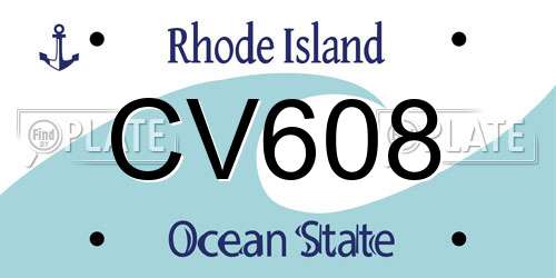 CV608 Rhode Island License Plate