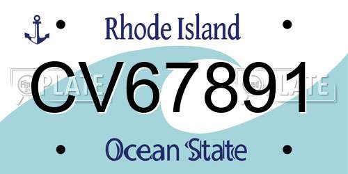CV67891 Rhode Island License Plate