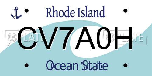CV7A0H Rhode Island License Plate