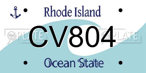 CV804 Rhode Island License Plate