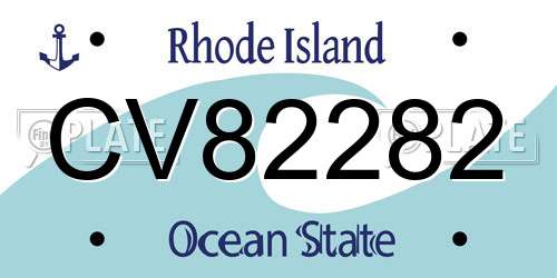 CV82282 Rhode Island License Plate