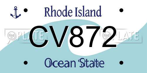 CV872 Rhode Island License Plate