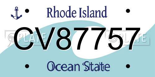 CV87757 Rhode Island License Plate