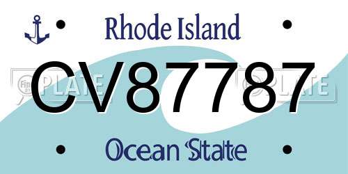 CV87787 Rhode Island License Plate