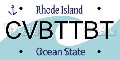 CVBTTBT Rhode Island License Plate
