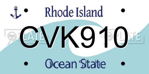CVK910 Rhode Island License Plate