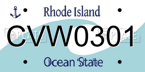 CVW0301 Rhode Island License Plate