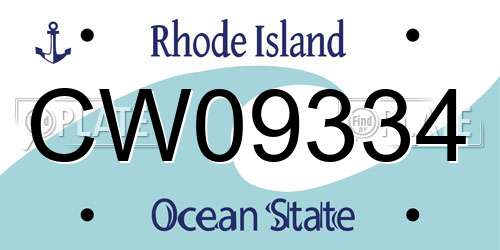 CW09334 Rhode Island License Plate