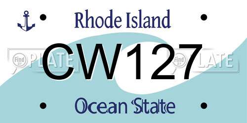 CW127 Rhode Island License Plate