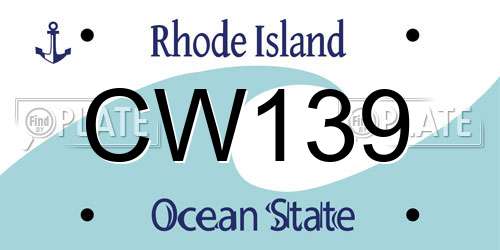 CW139 Rhode Island License Plate