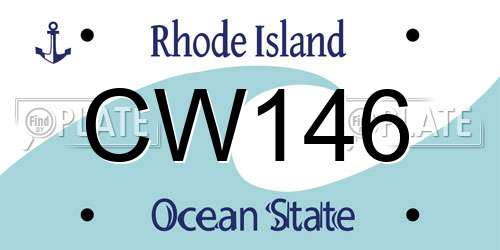 CW146 Rhode Island License Plate