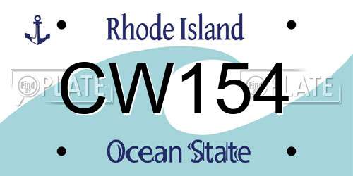 CW154 Rhode Island License Plate