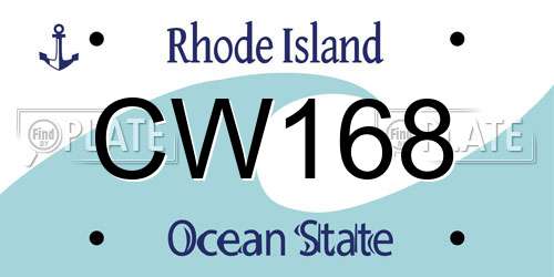 CW168 Rhode Island License Plate