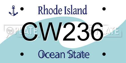CW236 Rhode Island License Plate