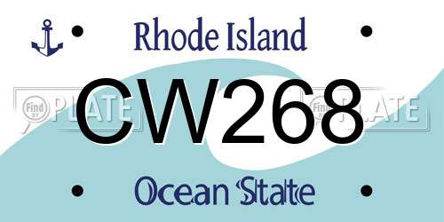 CW268 Rhode Island License Plate