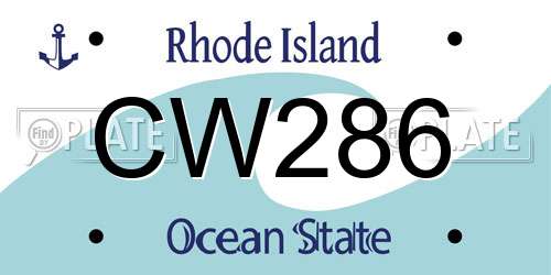 CW286 Rhode Island License Plate