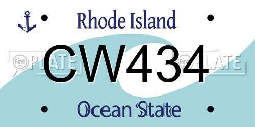 CW434 Rhode Island License Plate