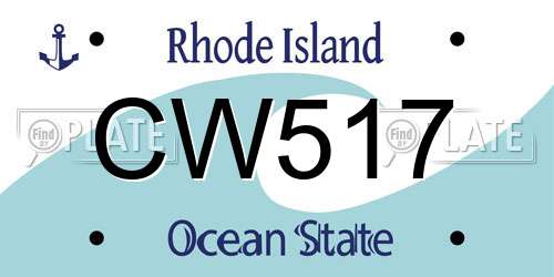 CW517 Rhode Island License Plate