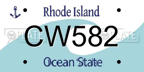 CW582 Rhode Island License Plate