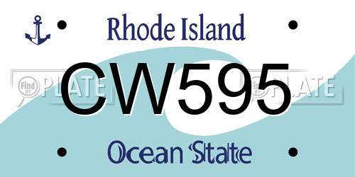 CW595 Rhode Island License Plate