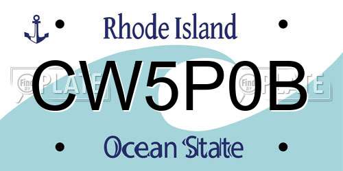 CW5P0B Rhode Island License Plate