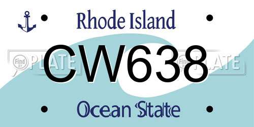 CW638 Rhode Island License Plate