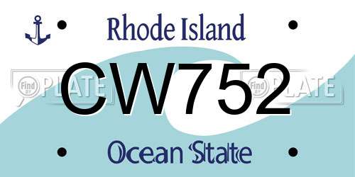 CW752 Rhode Island License Plate