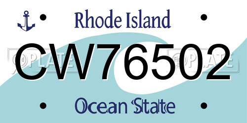 CW76502 Rhode Island License Plate