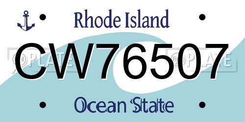 CW76507 Rhode Island License Plate