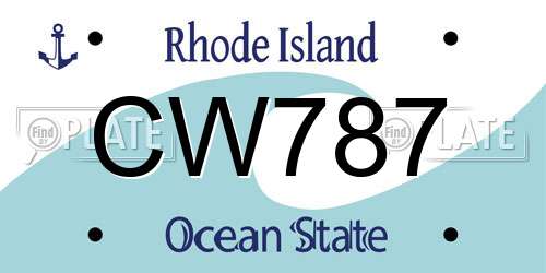 CW787 Rhode Island License Plate
