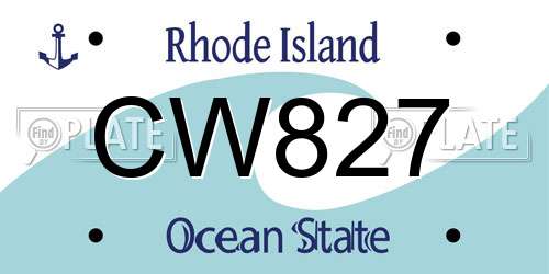 CW827 Rhode Island License Plate