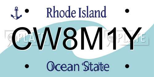 CW8M1Y Rhode Island License Plate