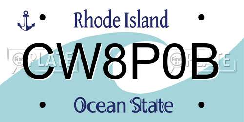 CW8P0B Rhode Island License Plate