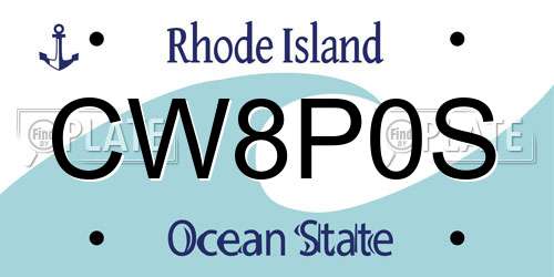 CW8P0S Rhode Island License Plate