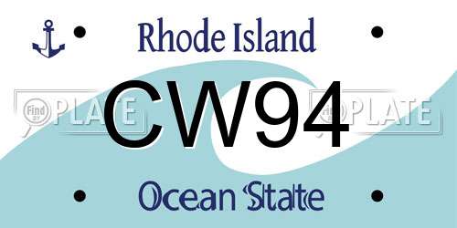 CW94 Rhode Island License Plate