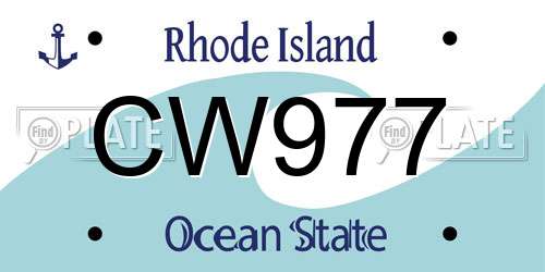 CW977 Rhode Island License Plate