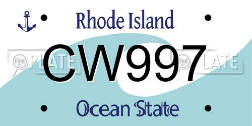 CW997 Rhode Island License Plate