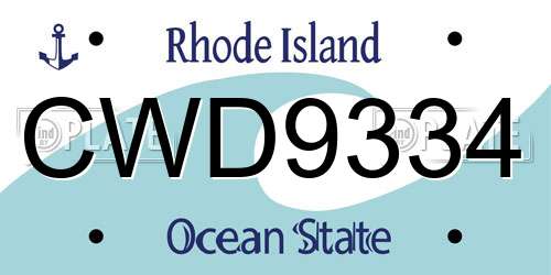 CWD9334 Rhode Island License Plate