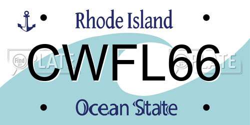 CWFL66 Rhode Island License Plate