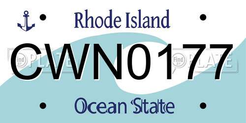 CWN0177 Rhode Island License Plate