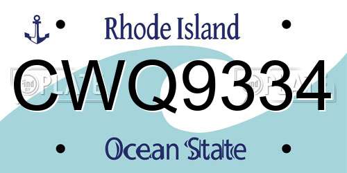 CWQ9334 Rhode Island License Plate