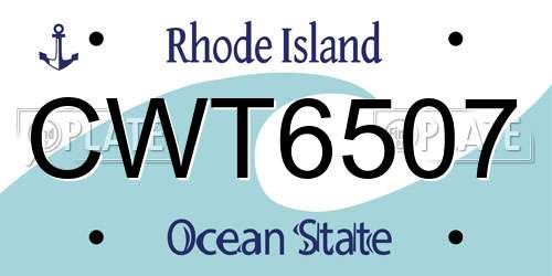 CWT6507 Rhode Island License Plate