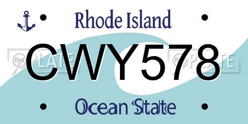 CWY578 Rhode Island License Plate