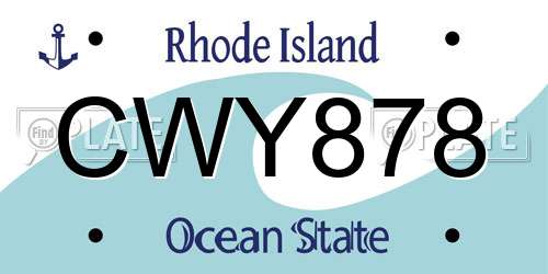 CWY878 Rhode Island License Plate